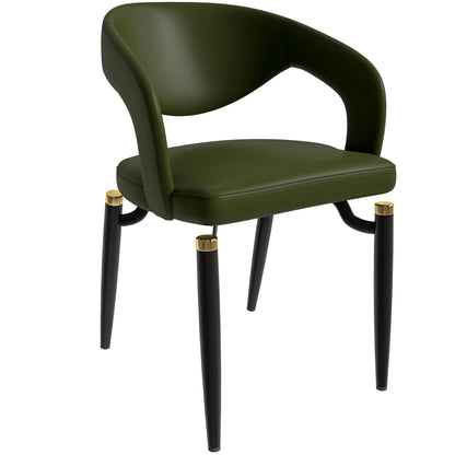 Entice Leather Dining Chair with Curved Open Back and Iron Legs