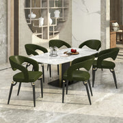 Entice Leather Dining Chair with Curved Open Back and Iron Legs