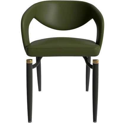 Entice Leather Dining Chair with Curved Open Back and Iron Legs