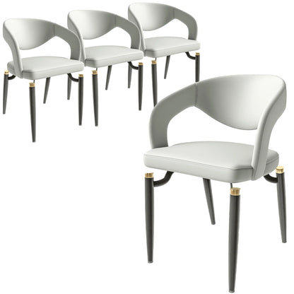 Entice Leather Dining Chairs with Curved Open Back Design and Iron Legs Set of 4 - Elax Furniture