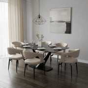 Entice Leather Dining Chair with Curved Open Back and Iron Legs