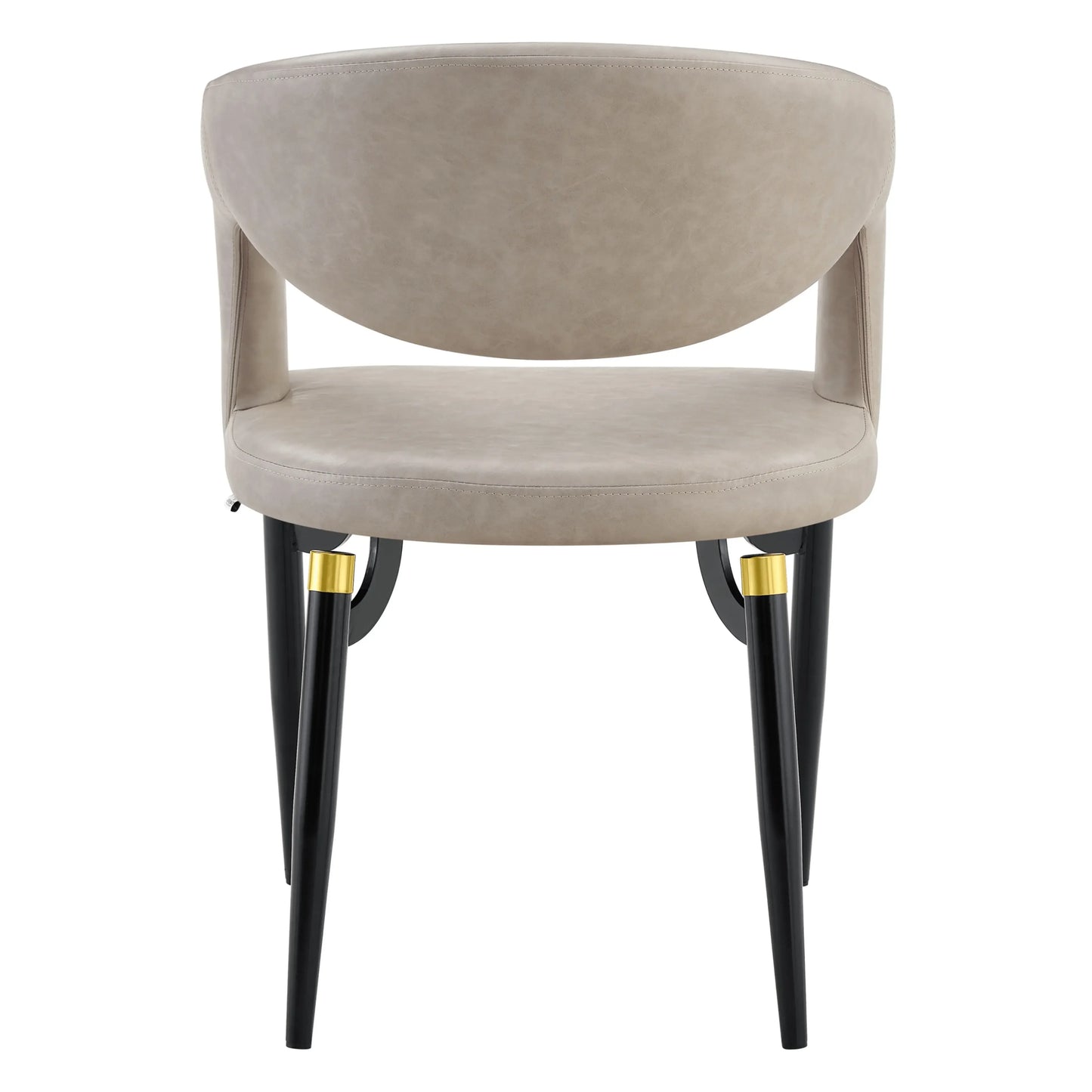 Entice Leather Dining Chair with Curved Open Back and Iron Legs