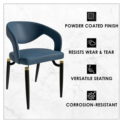 Entice Leather Dining Chairs with Curved Open Back Design and Iron Legs Set of 4 - Elax Furniture