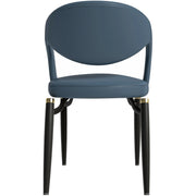 Entice Leather Dining Chair with Curved Open Back and Iron Legs