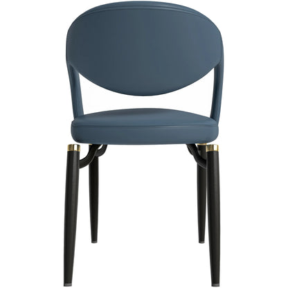 Entice Leather Dining Chair with Curved Open Back and Iron Legs