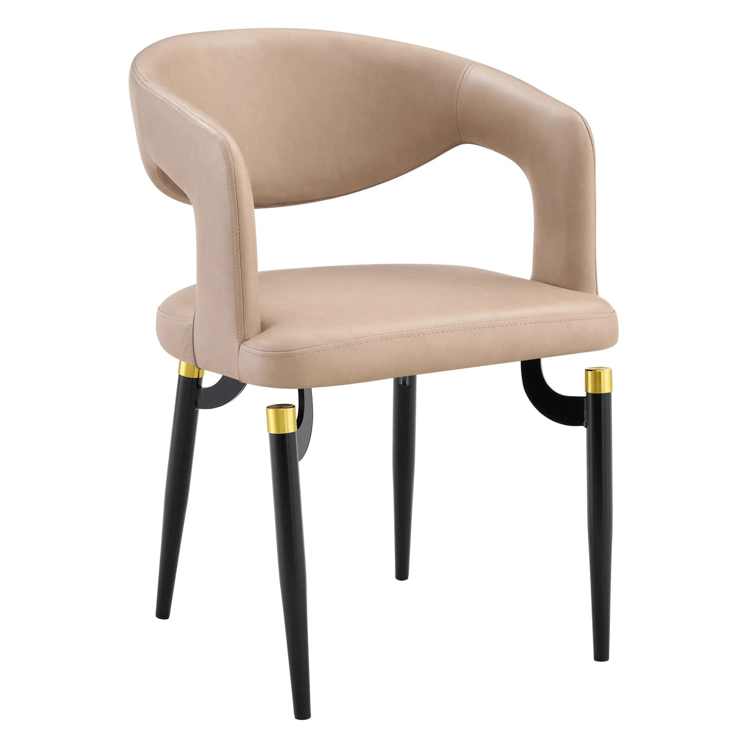 Entice Leather Dining Chair with Curved Open Back and Iron Legs