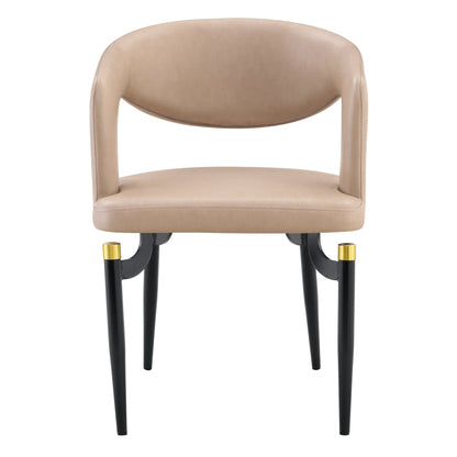 Entice Leather Dining Chair with Curved Open Back and Iron Legs