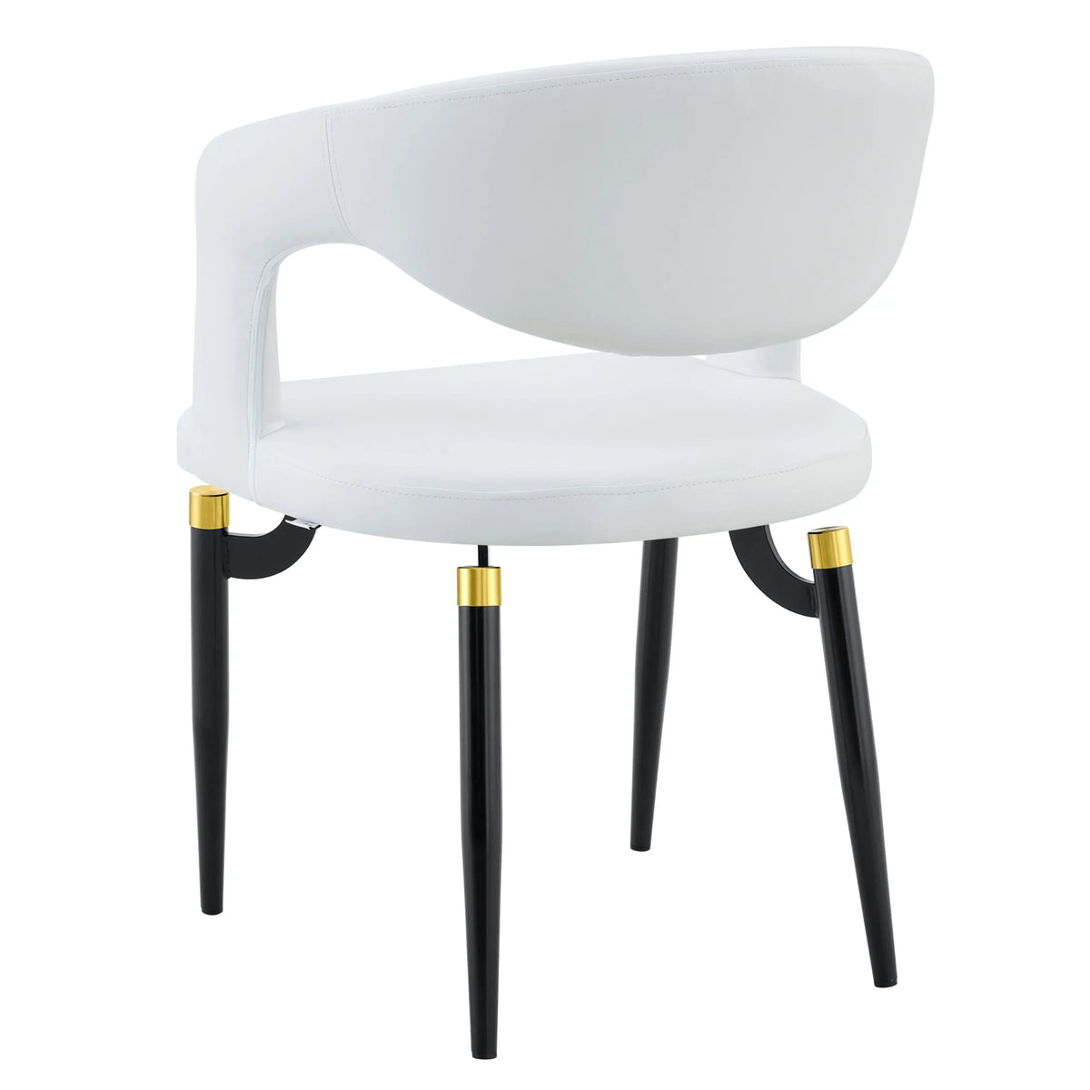 Entice Leather Dining Chair with Curved Open Back and Iron Legs