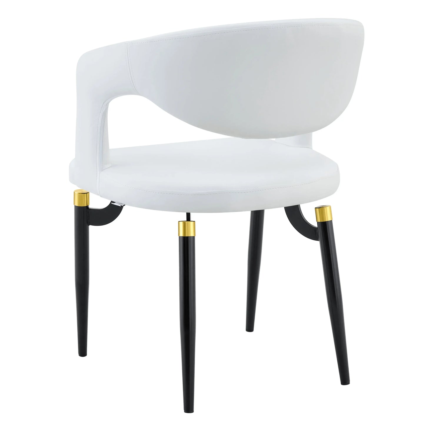 Entice Leather Dining Chair with Curved Open Back and Iron Legs