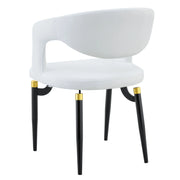 Entice Leather Dining Chair with Curved Open Back and Iron Legs