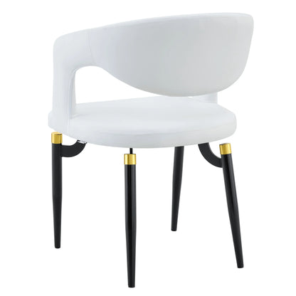 Entice Leather Dining Chair with Curved Open Back and Iron Legs