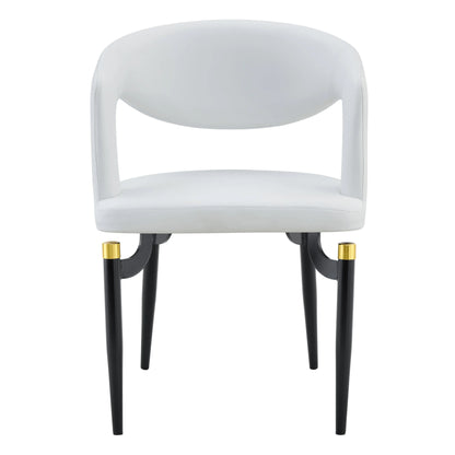 Entice Leather Dining Chair with Curved Open Back and Iron Legs