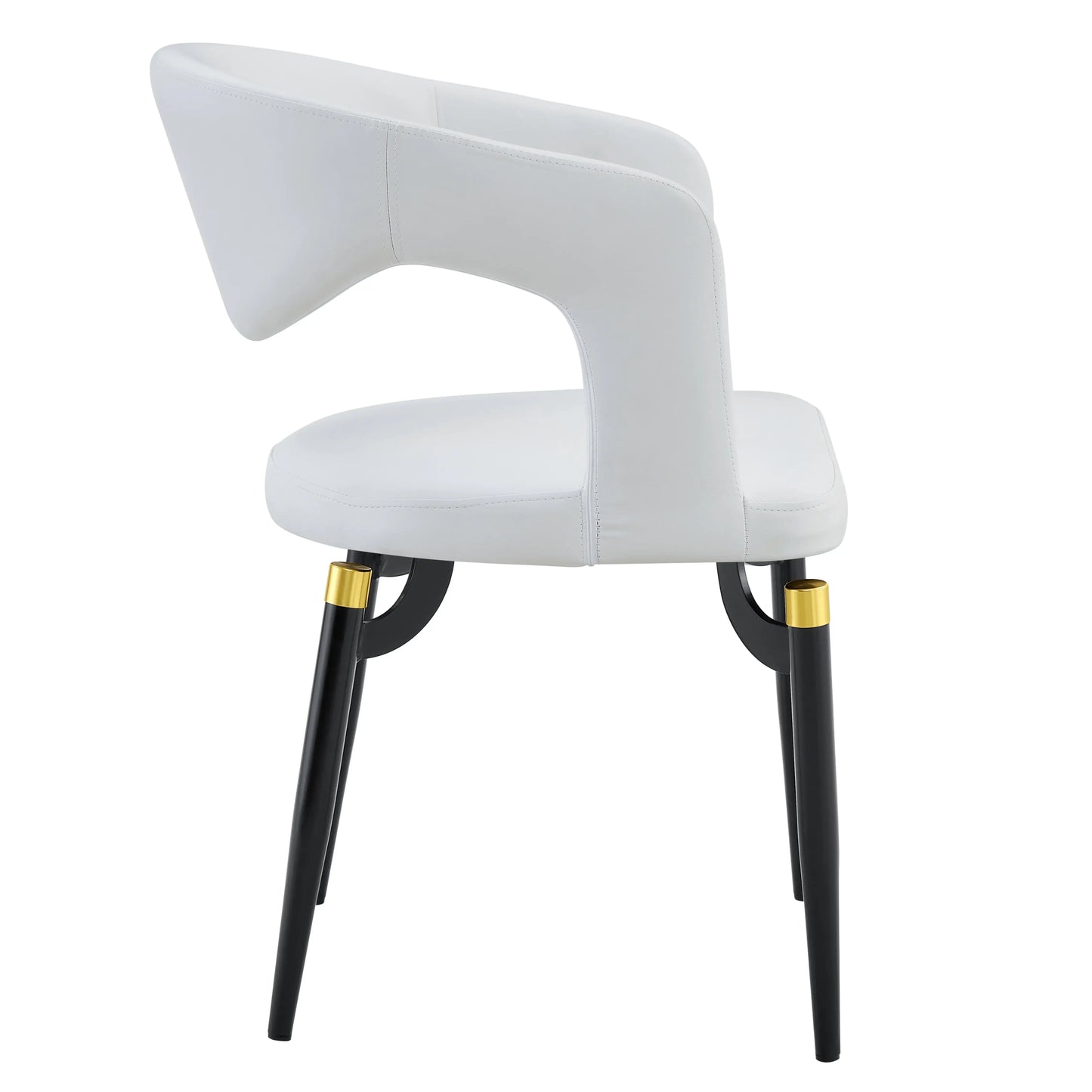 Entice Leather Dining Chair with Curved Open Back and Iron Legs