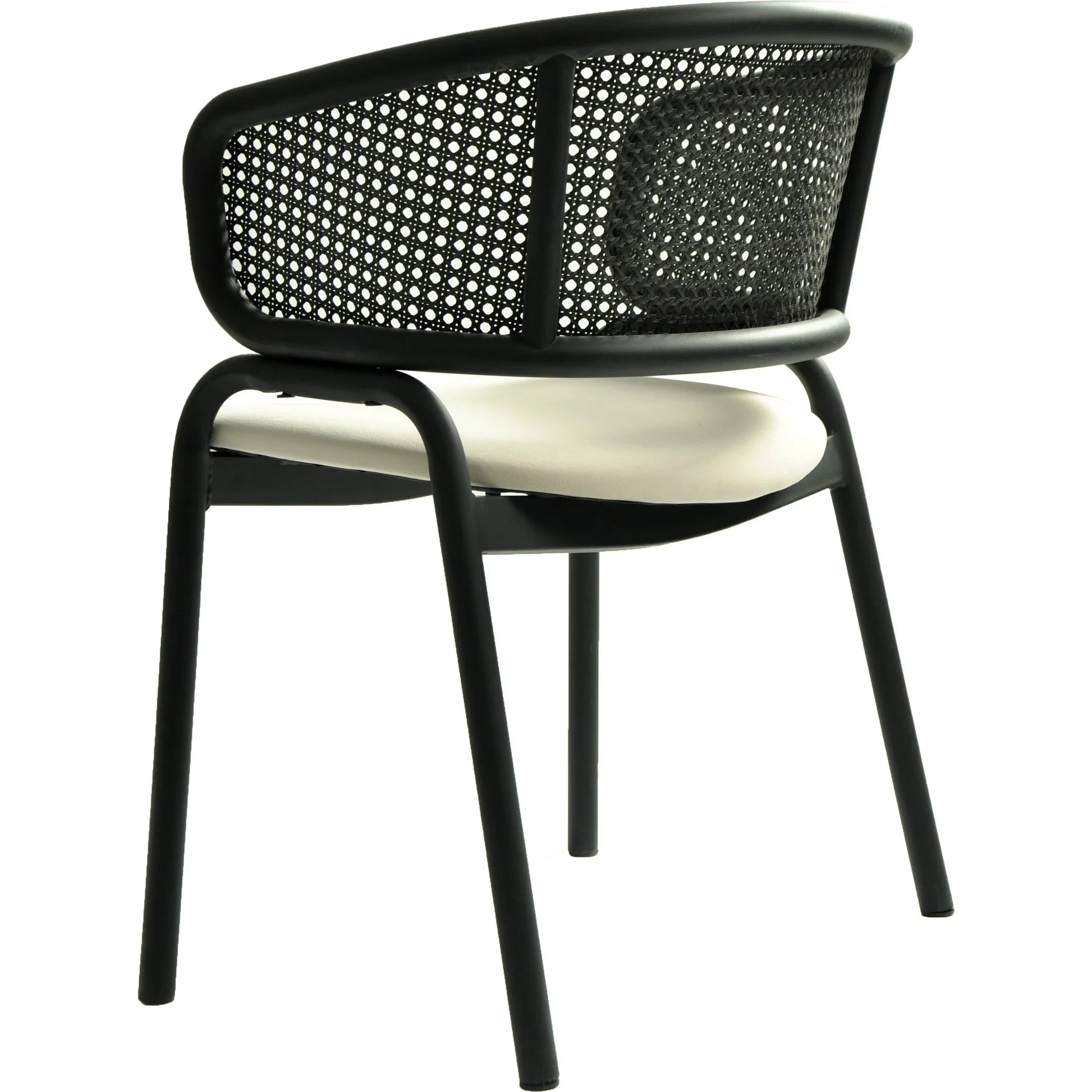Ervilla Dining Armchair with White/Black Steel Legs and Black/Brown Wicker Back - Elax Furniture