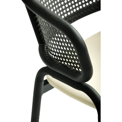 Ervilla Dining Armchair with White/Black Steel Legs and Black/Brown Wicker Back - Elax Furniture