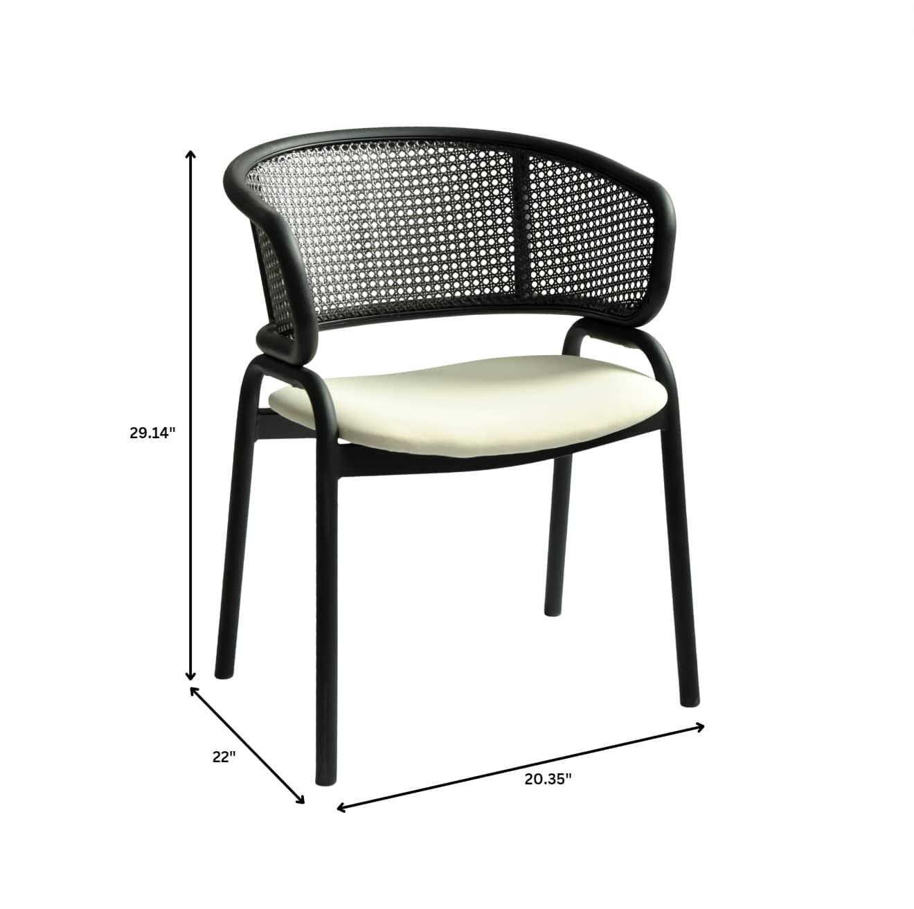 Ervilla Dining Armchair with White/Black Steel Legs and Black/Brown Wicker Back - Elax Furniture