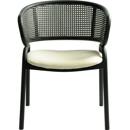 Ervilla Dining Armchair with White/Black Steel Legs and Black/Brown Wicker Back - Elax Furniture
