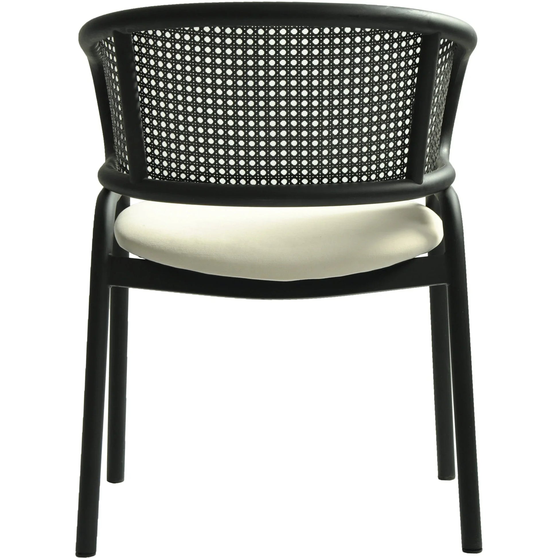 Ervilla Dining Armchair with White/Black Steel Legs and Black/Brown Wicker Back - Elax Furniture