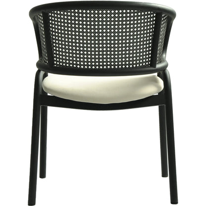 Ervilla Dining Armchair with White/Black Steel Legs and Black/Brown Wicker Back - Elax Furniture
