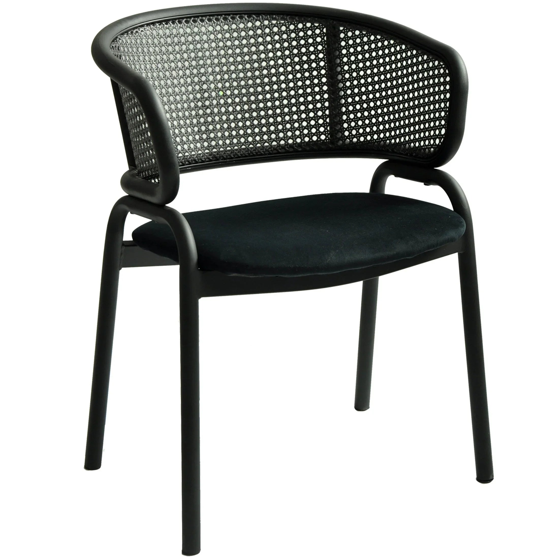 Ervilla Dining Armchair with White/Black Steel Legs and Black/Brown Wicker Back - Elax Furniture