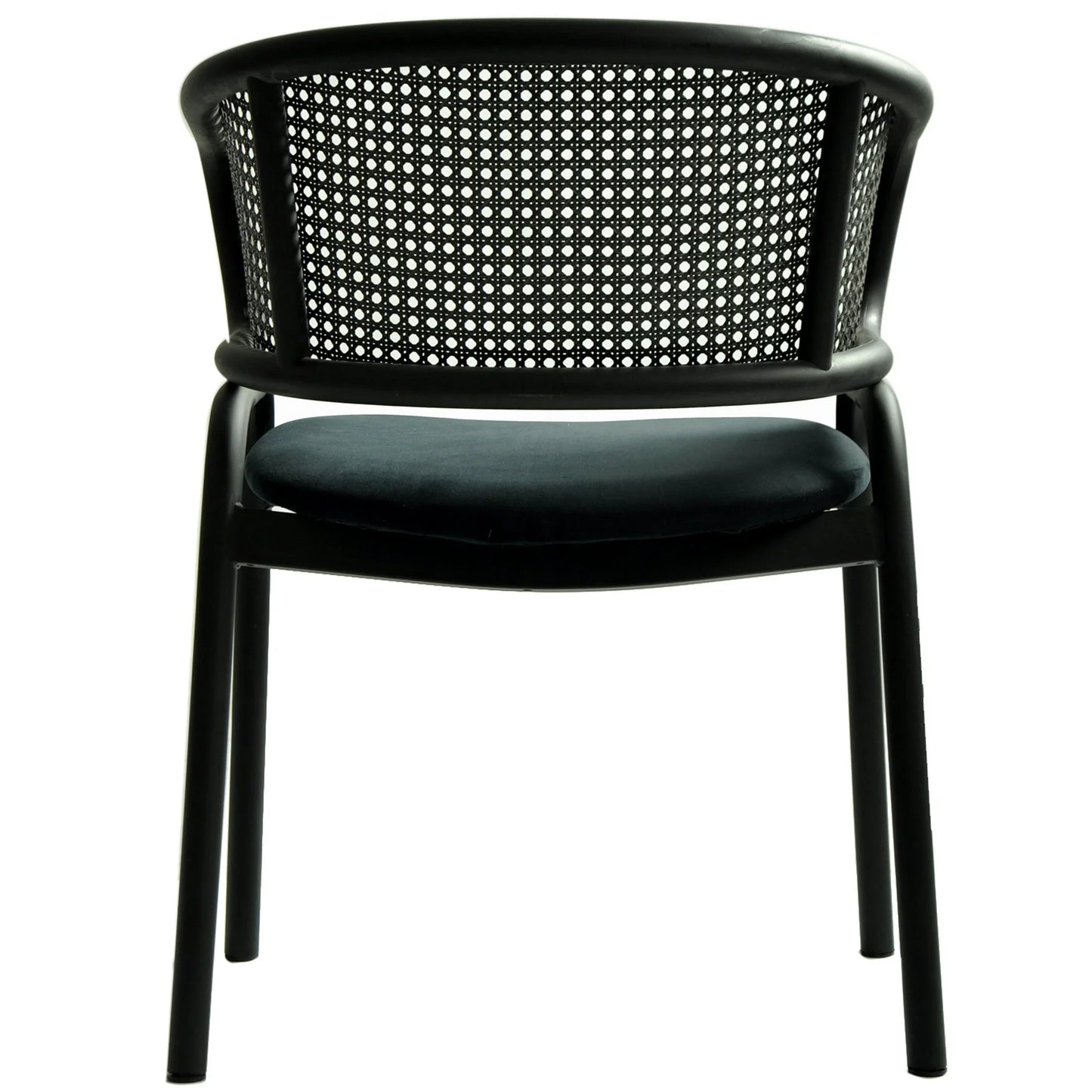 Ervilla Dining Armchair with White/Black Steel Legs and Black/Brown Wicker Back - Elax Furniture