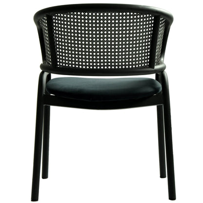 Ervilla Dining Armchair with White/Black Steel Legs and Black/Brown Wicker Back - Elax Furniture