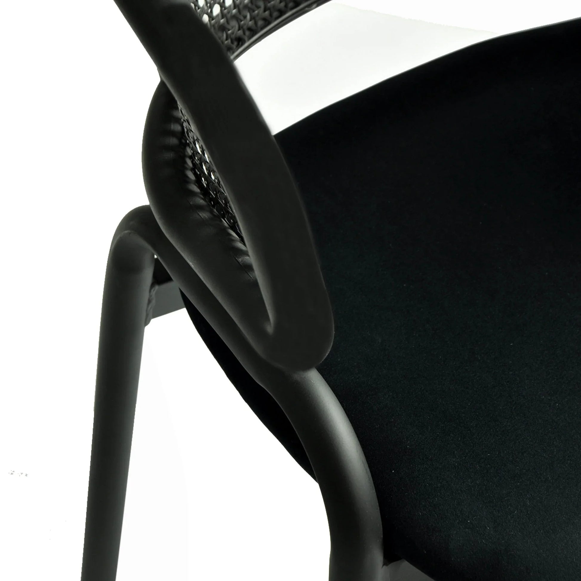 Ervilla Dining Armchair with White/Black Steel Legs and Black/Brown Wicker Back - Elax Furniture