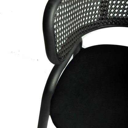 Ervilla Dining Armchair with White/Black Steel Legs and Black/Brown Wicker Back - Elax Furniture