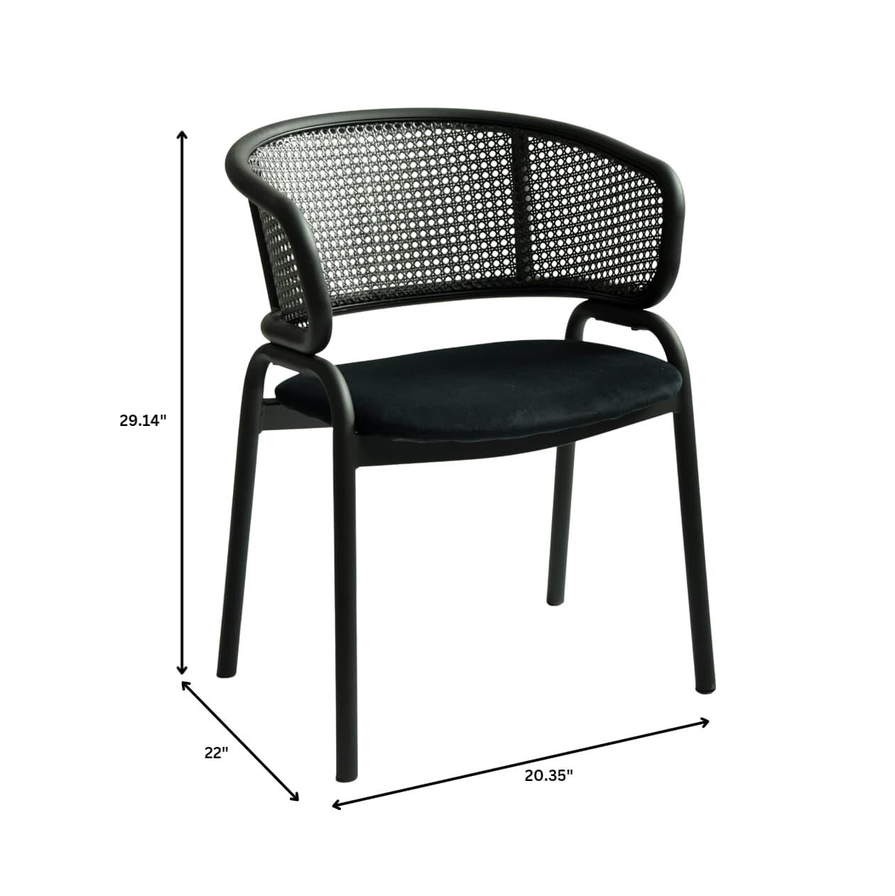 Ervilla Dining Armchair with White/Black Steel Legs and Black/Brown Wicker Back - Elax Furniture