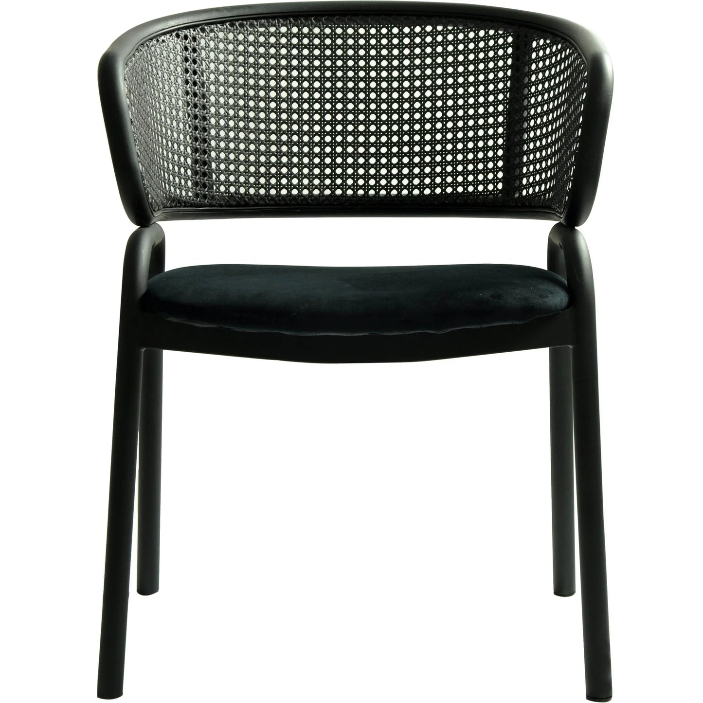 Ervilla Dining Armchair with White/Black Steel Legs and Black/Brown Wicker Back - Elax Furniture