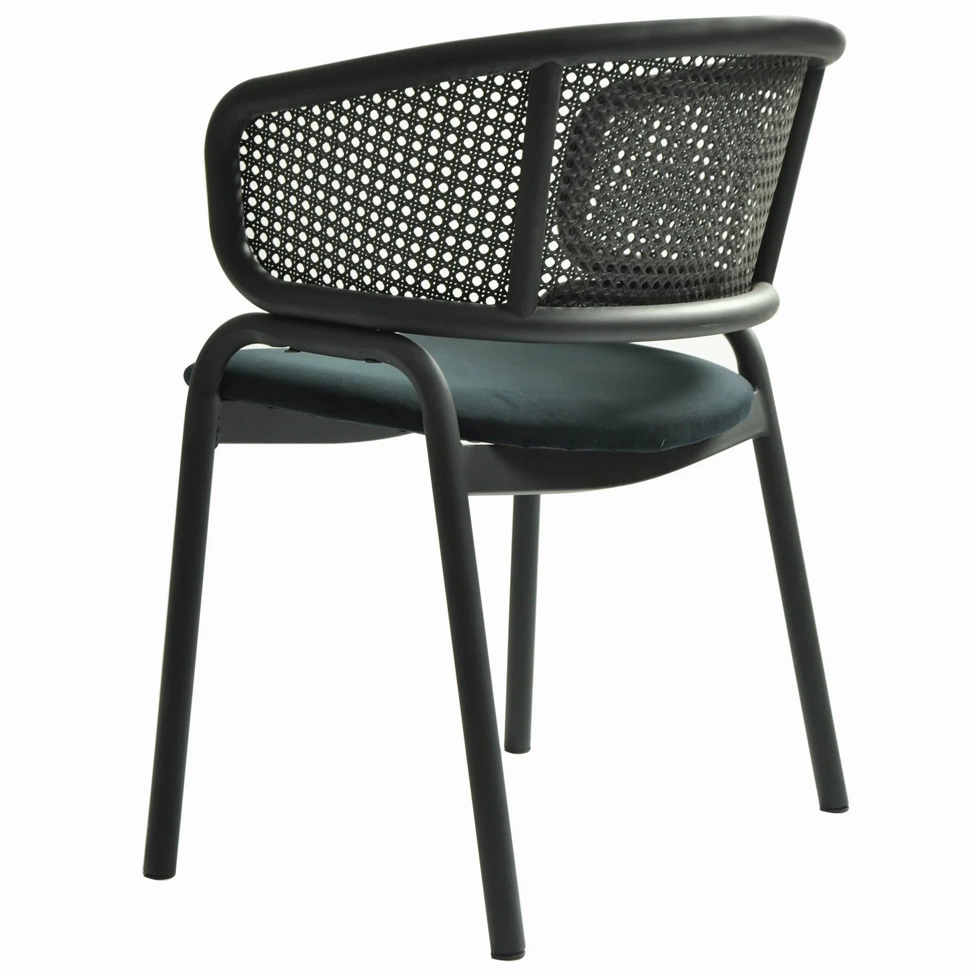 Ervilla Dining Armchair with White/Black Steel Legs and Black/Brown Wicker Back - Elax Furniture