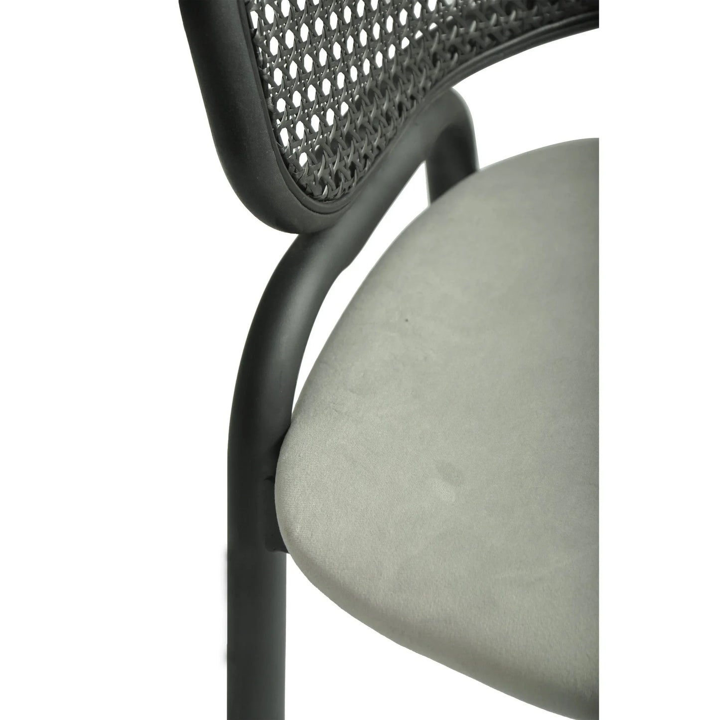 Ervilla Dining Armchair with White/Black Steel Legs and Black/Brown Wicker Back - Elax Furniture