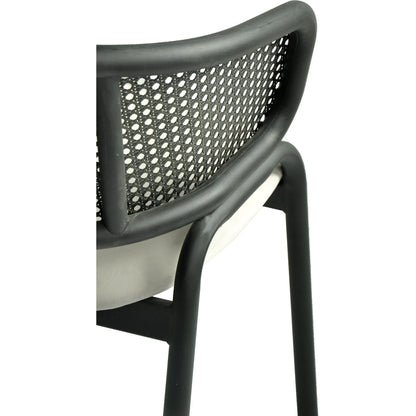 Ervilla Dining Armchair with White/Black Steel Legs and Black/Brown Wicker Back - Elax Furniture
