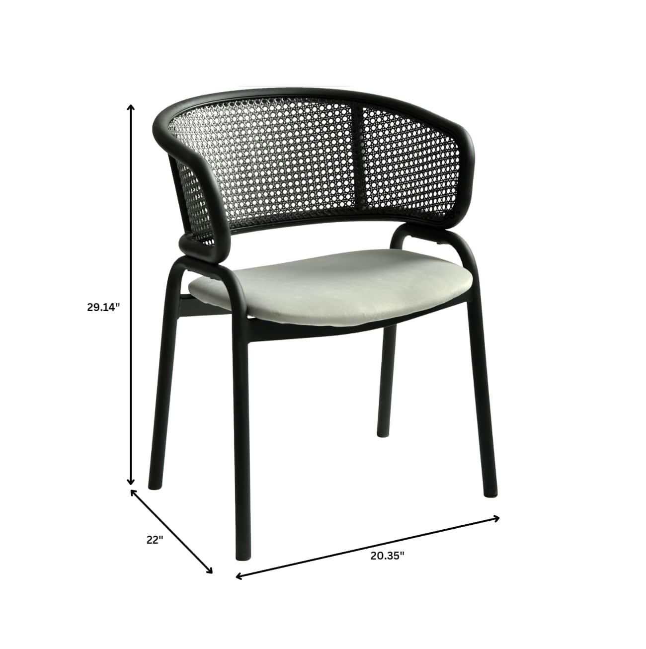 Ervilla Dining Armchair with White/Black Steel Legs and Black/Brown Wicker Back - Elax Furniture