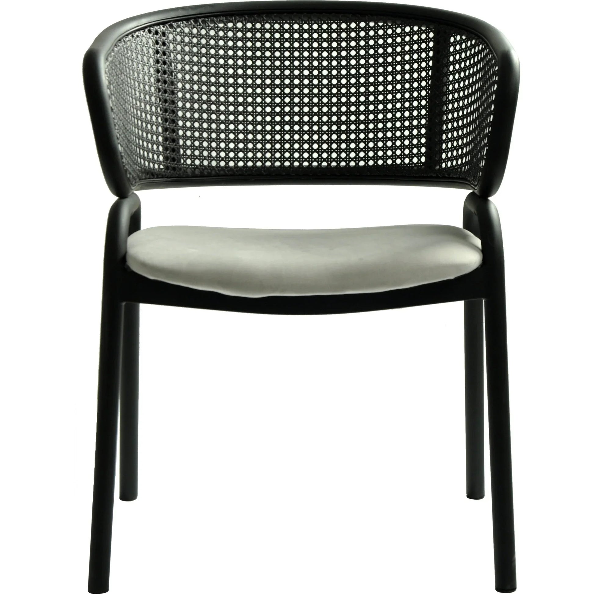 Ervilla Dining Armchair with White/Black Steel Legs and Black/Brown Wicker Back - Elax Furniture