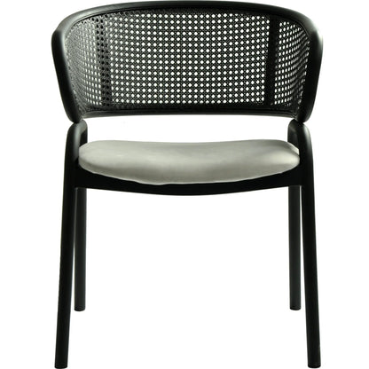 Ervilla Dining Armchair with White/Black Steel Legs and Black/Brown Wicker Back - Elax Furniture