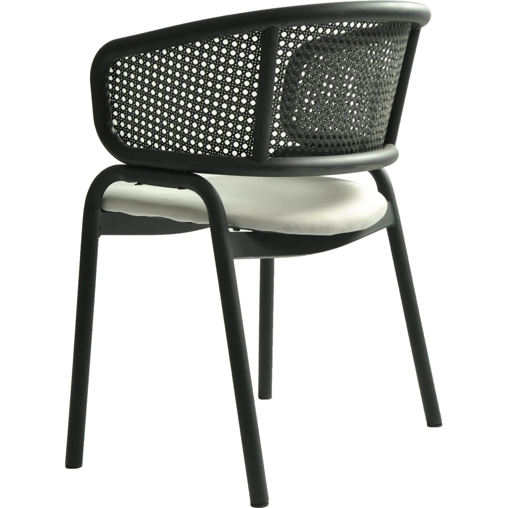 Ervilla Dining Armchair with White/Black Steel Legs and Black/Brown Wicker Back - Elax Furniture