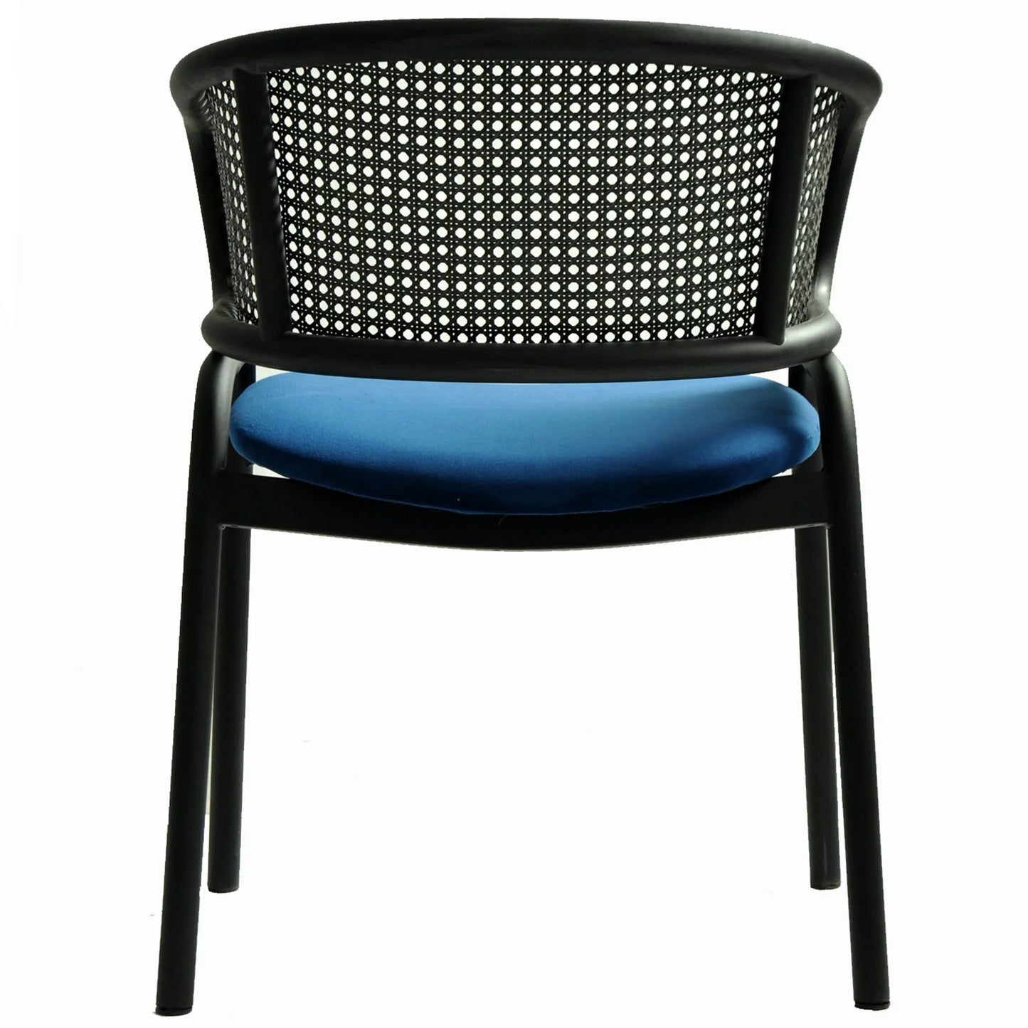 Ervilla Dining Armchair with White/Black Steel Legs and Black/Brown Wicker Back - Elax Furniture