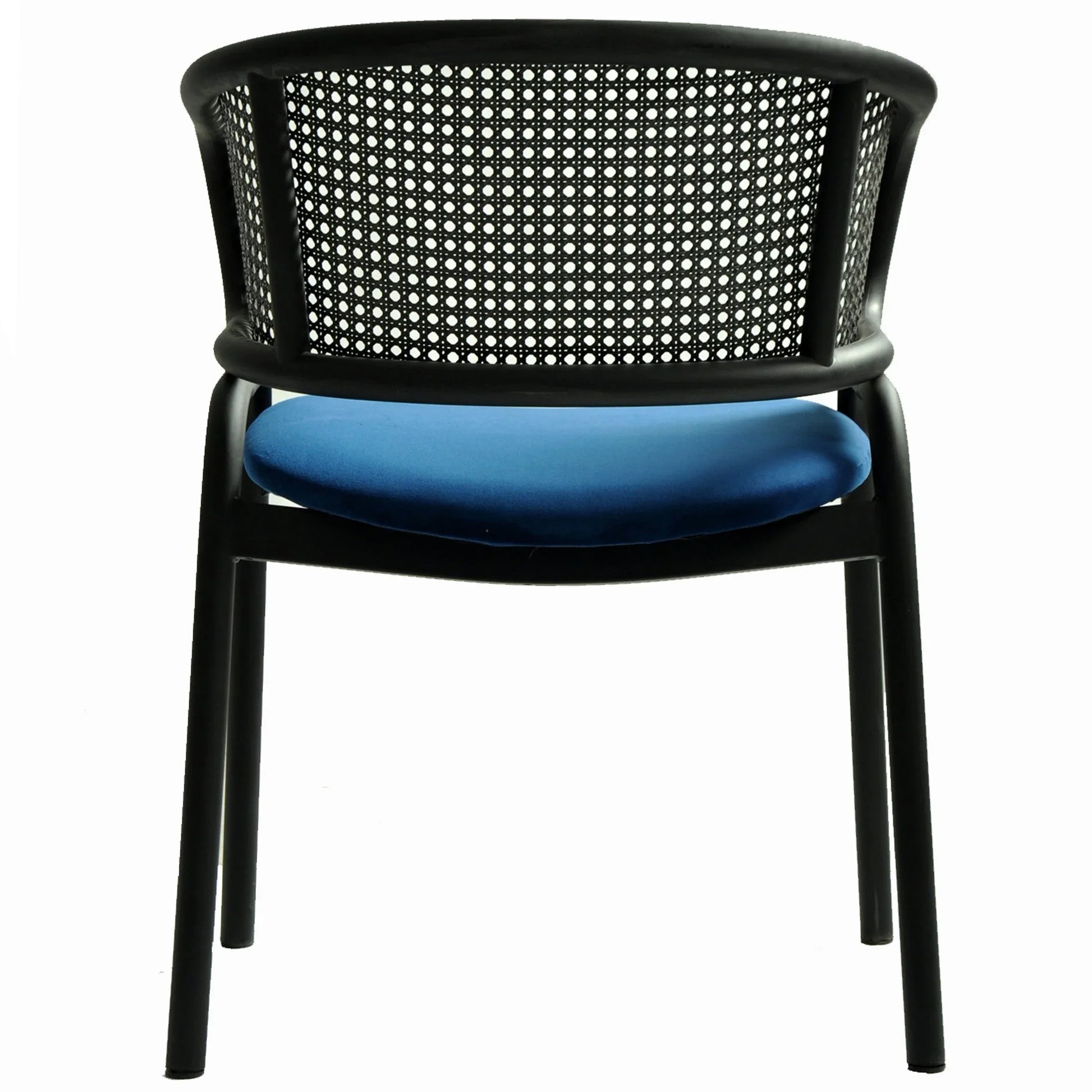 Ervilla Dining Armchair with White/Black Steel Legs and Black/Brown Wicker Back - Elax Furniture