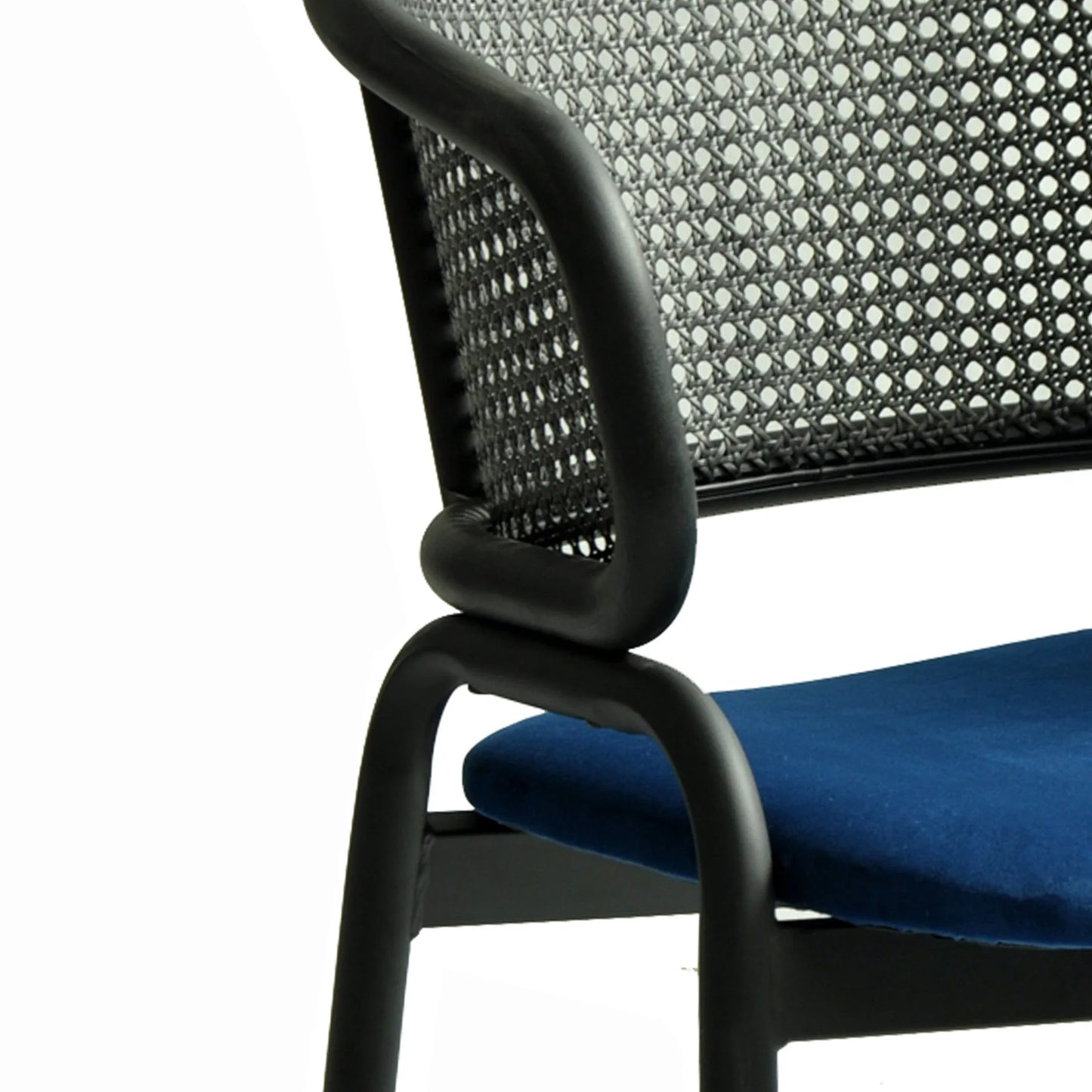 Ervilla Dining Armchair with White/Black Steel Legs and Black/Brown Wicker Back - Elax Furniture