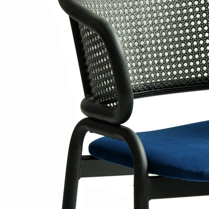 Ervilla Dining Armchair with White/Black Steel Legs and Black/Brown Wicker Back - Elax Furniture