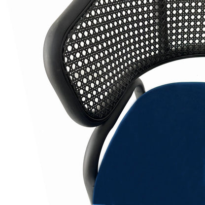 Ervilla Dining Armchair with White/Black Steel Legs and Black/Brown Wicker Back - Elax Furniture