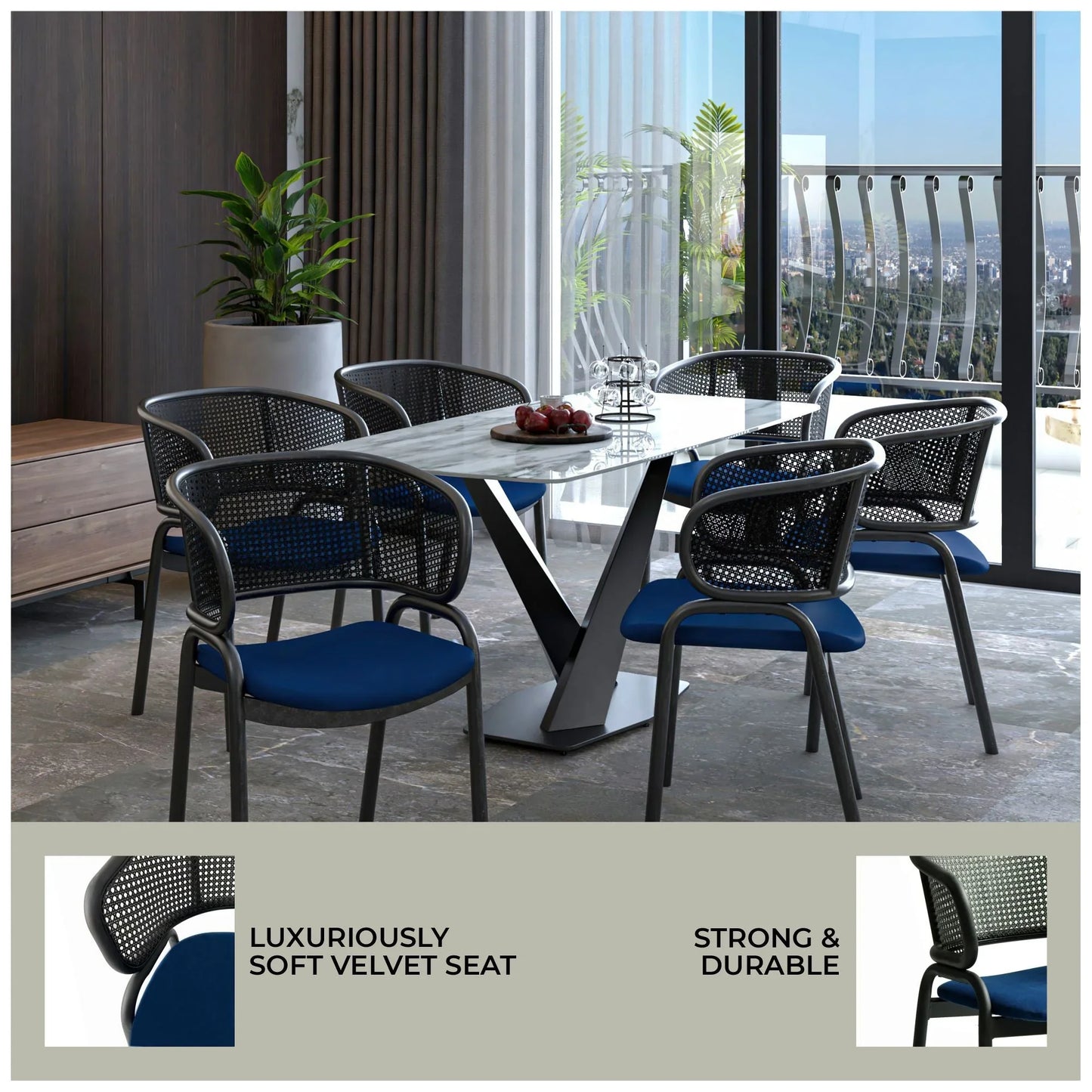 Ervilla Dining Armchair with White/Black Steel Legs and Black/Brown Wicker Back - Elax Furniture