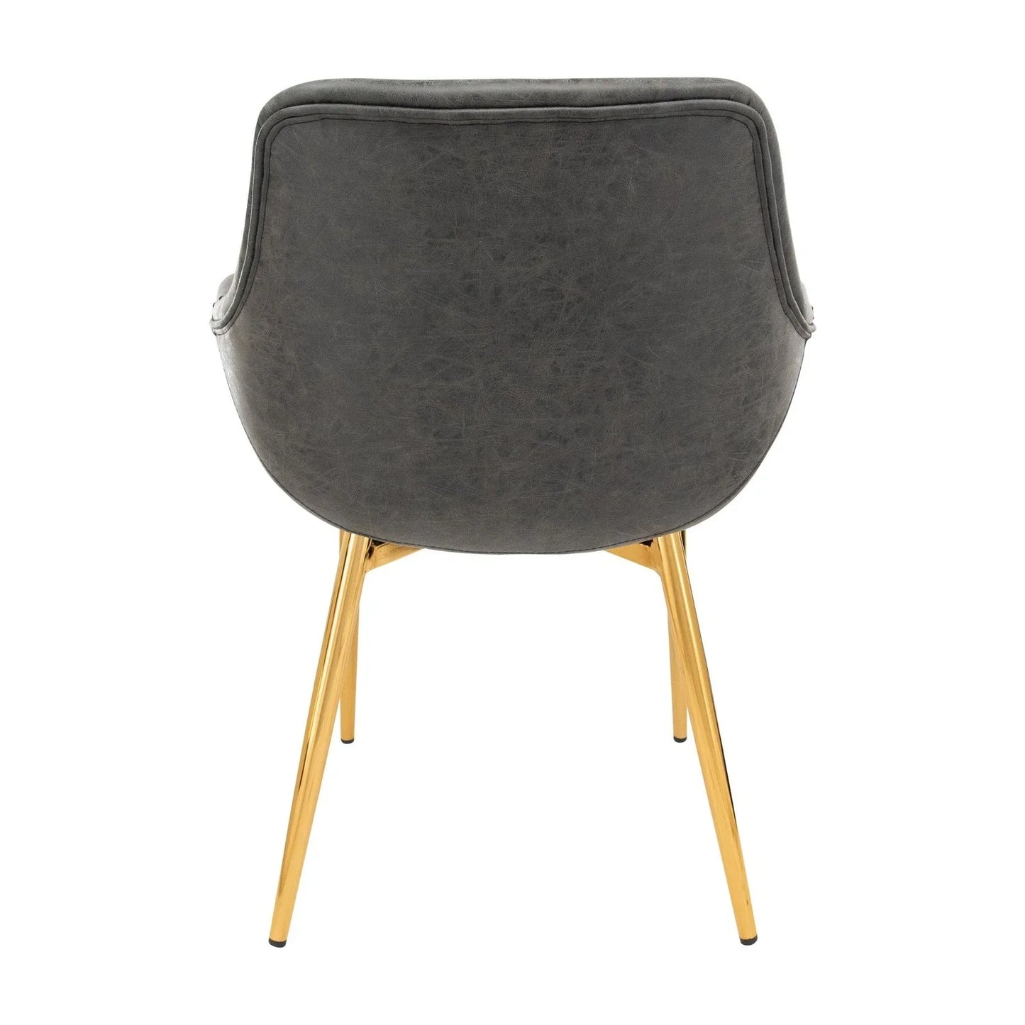 Markley Modern Leather Dining Arm Chair With Gold Metal Legs Set of 2 - Elax Furniture