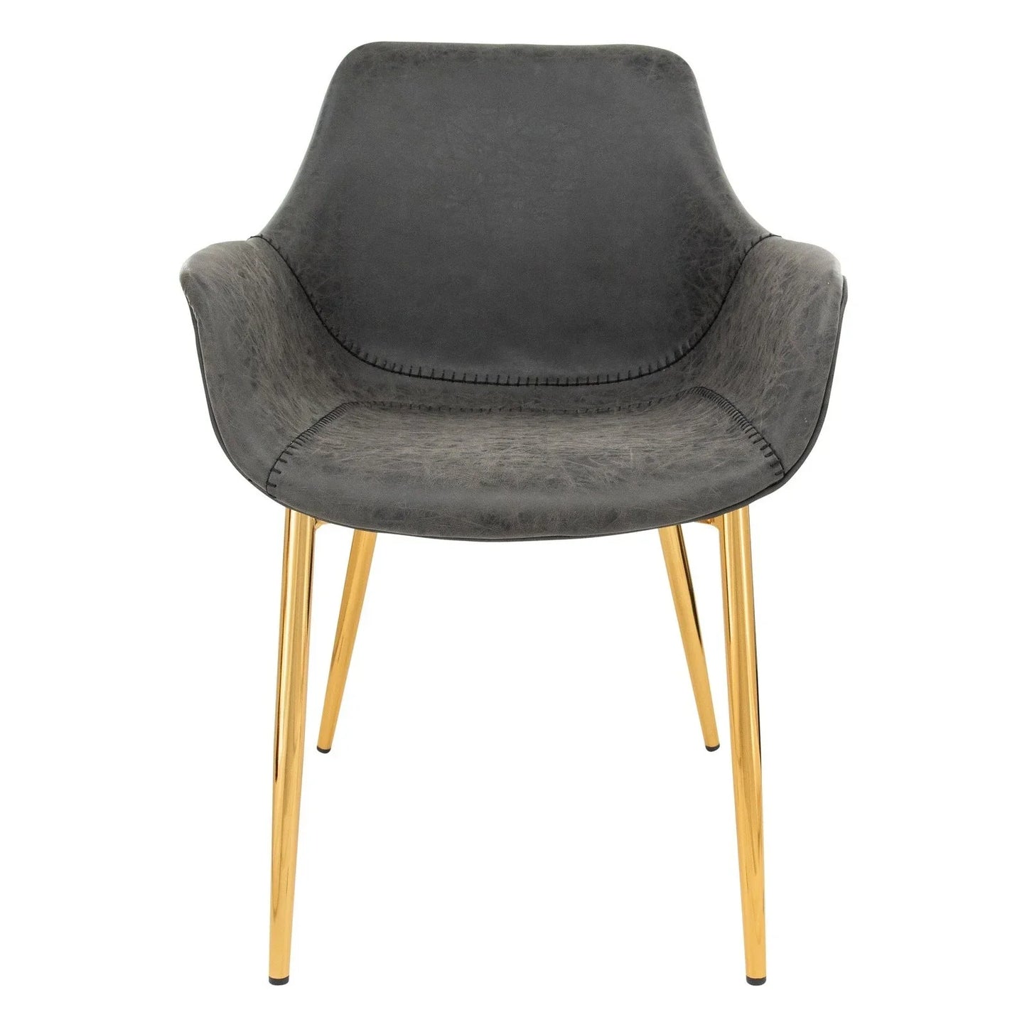 Markley Modern Leather Dining Arm Chair With Gold Metal Legs Set of 4 - Elax Furniture