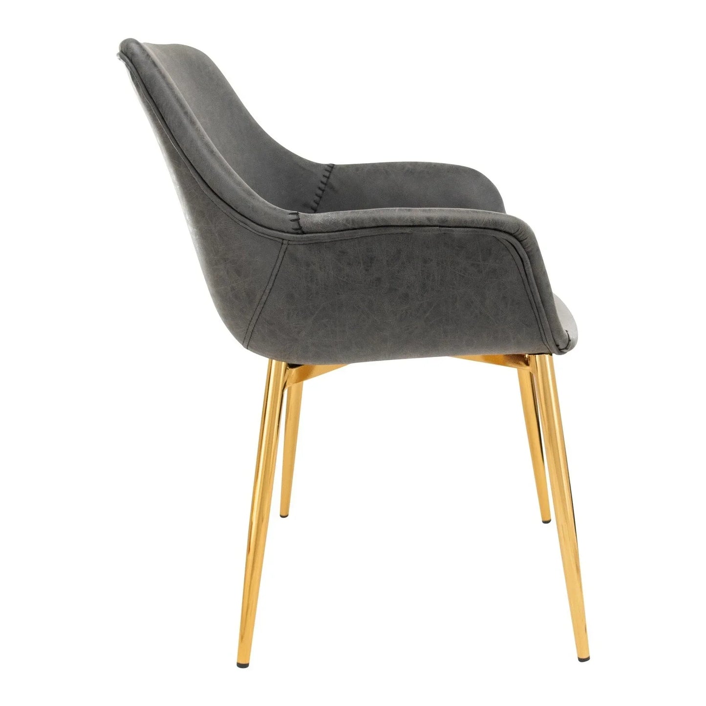 Markley Modern Leather Dining Arm Chair With Gold Metal Legs Set of 4 - Elax Furniture