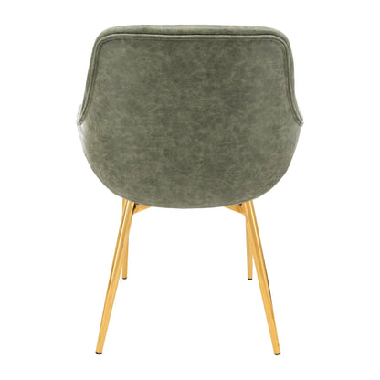 Markley Modern Leather Dining Arm Chair With Gold Metal Legs Set of 4 - Elax Furniture