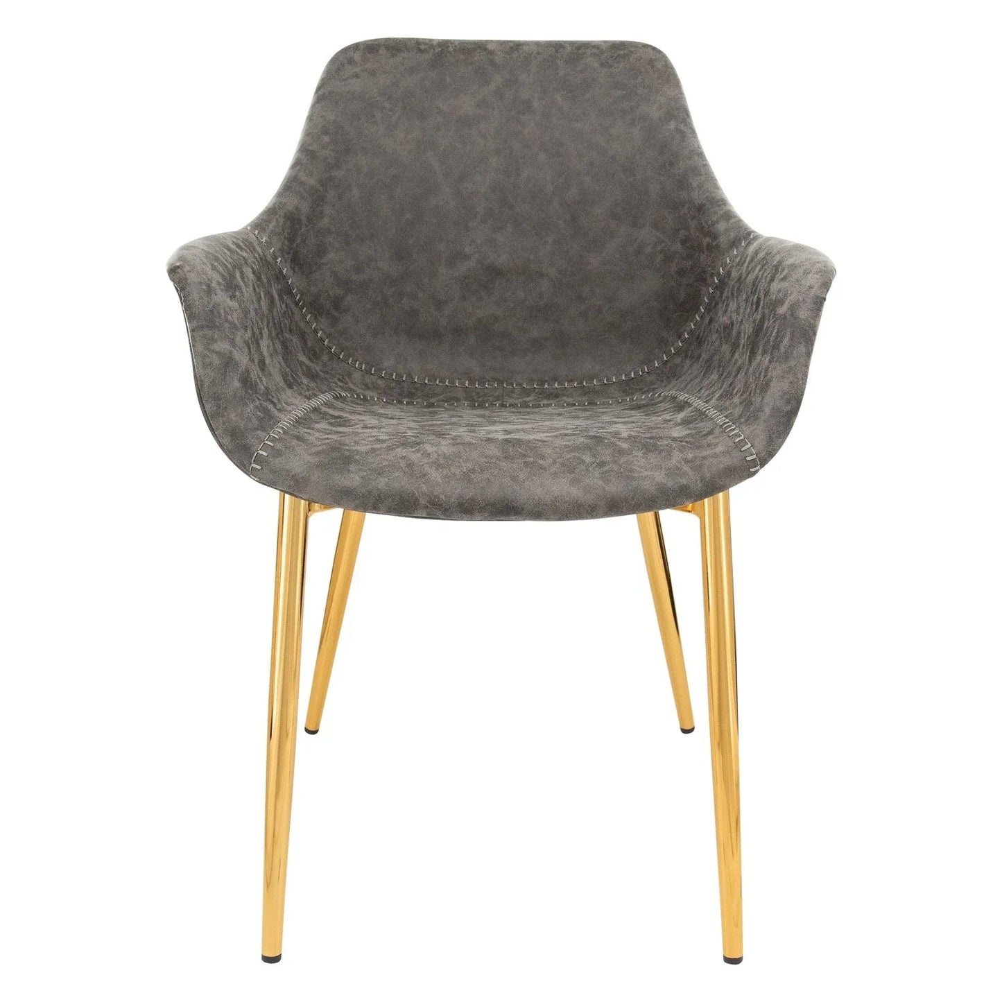 Markley Modern Leather Dining Arm Chair With Gold Metal Legs Set of 2 - Elax Furniture