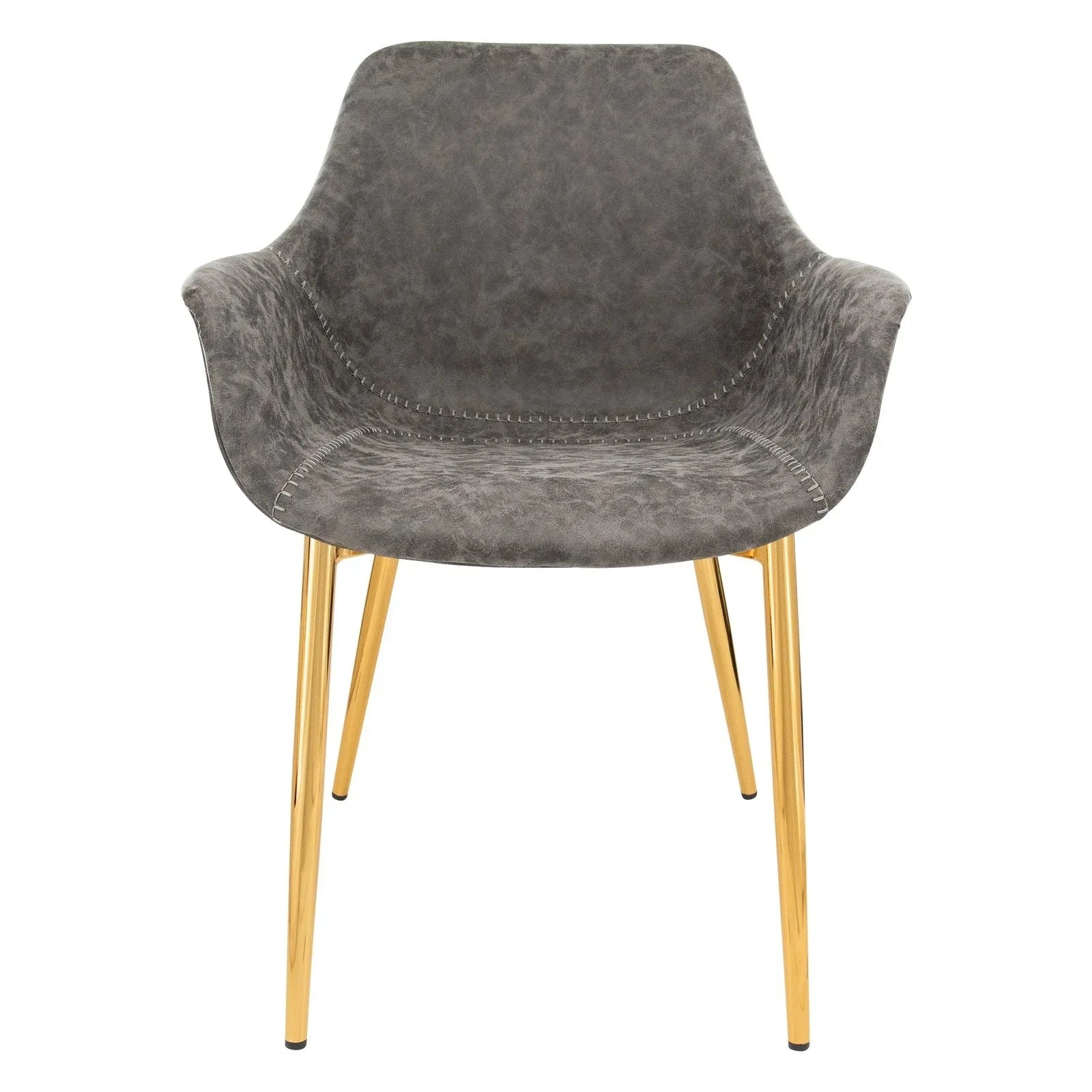 Markley Modern Leather Dining Arm Chair With Gold Metal Legs Set of 2 - Elax Furniture