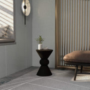Echo Side Table with Weather-Resistant Fibersone Top Round Accent Table Dark Grey Side Table LeisureMod